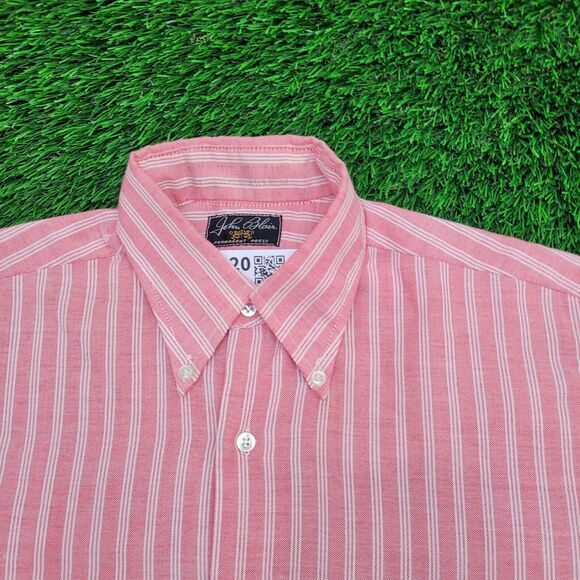 Vintage 70s MOD Stripes Button Shirt S/M 19x30 Red White - Picture 8 of 11